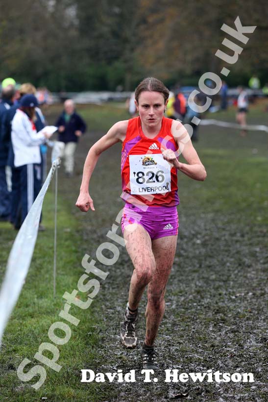 Louise Damen winner of the senior womens race  2012 McCain Liverpool Cross Challenge.